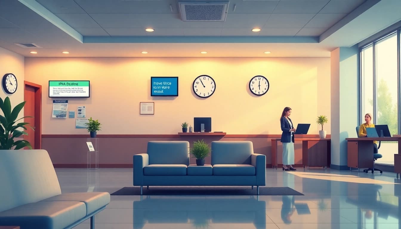 Detran GO office showcasing IPVA services with friendly staff assistance.