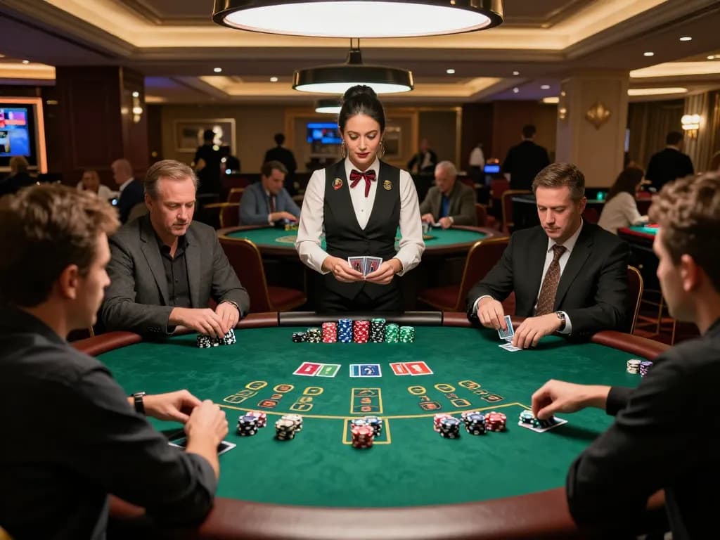 Experience high-stakes blackjack excitement at TG88, where players strategize during live dealer games.