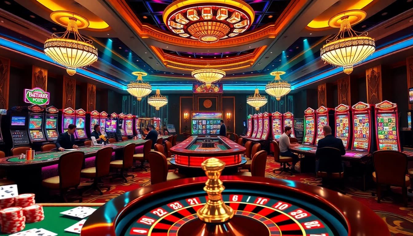 Experience the thrill of Batara88 with vibrant slot machines and casino games in this exciting scene.