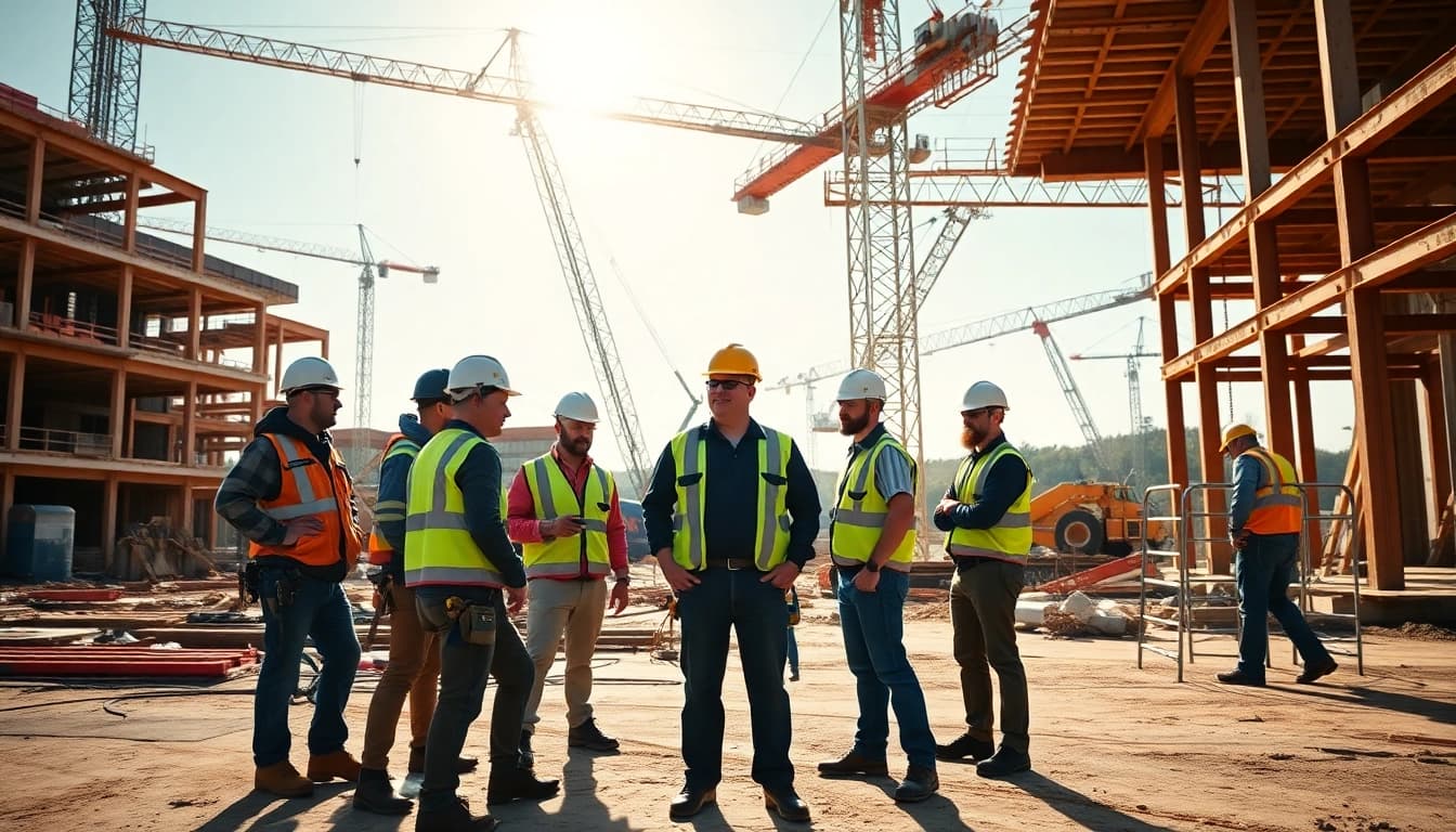 The tennessee construction association exemplifies teamwork on a bustling construction site.