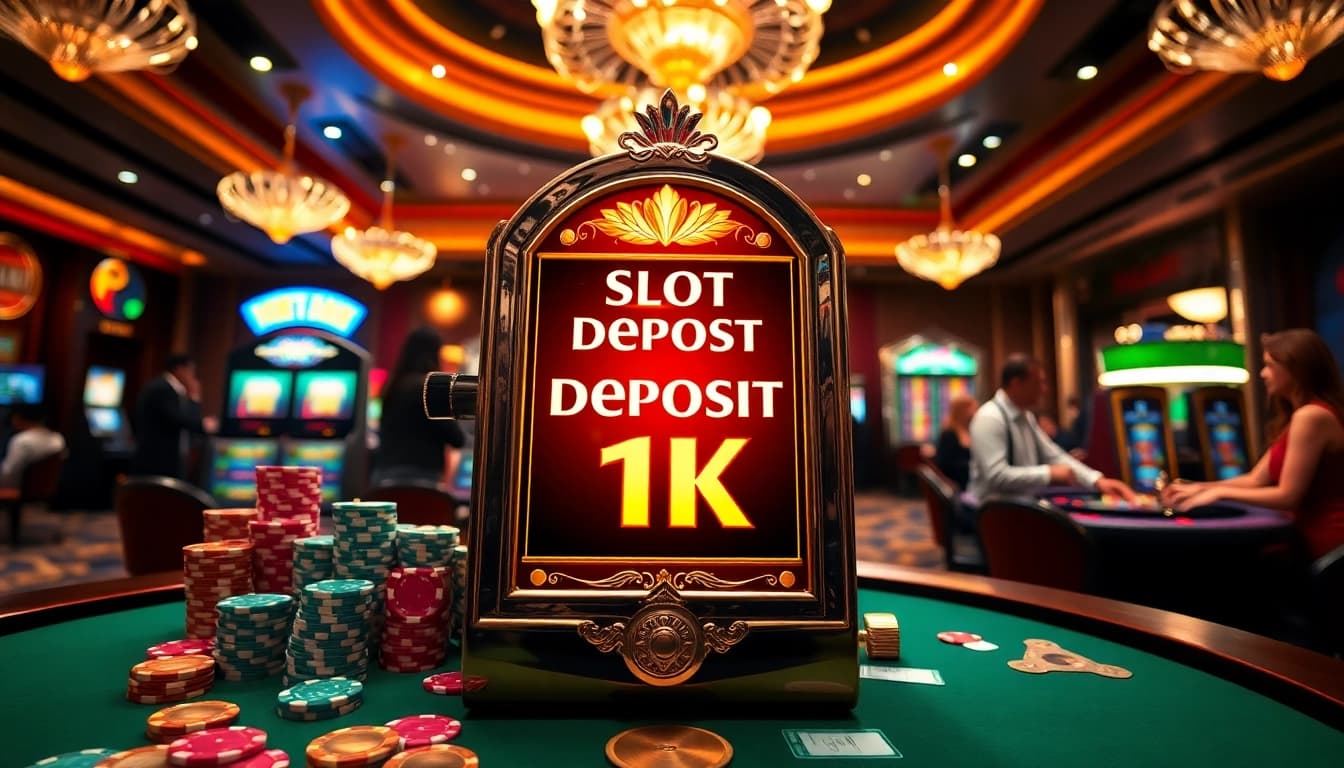 Engage with gaming excitement at slot deposit 1k machines amid vibrant casino lights.