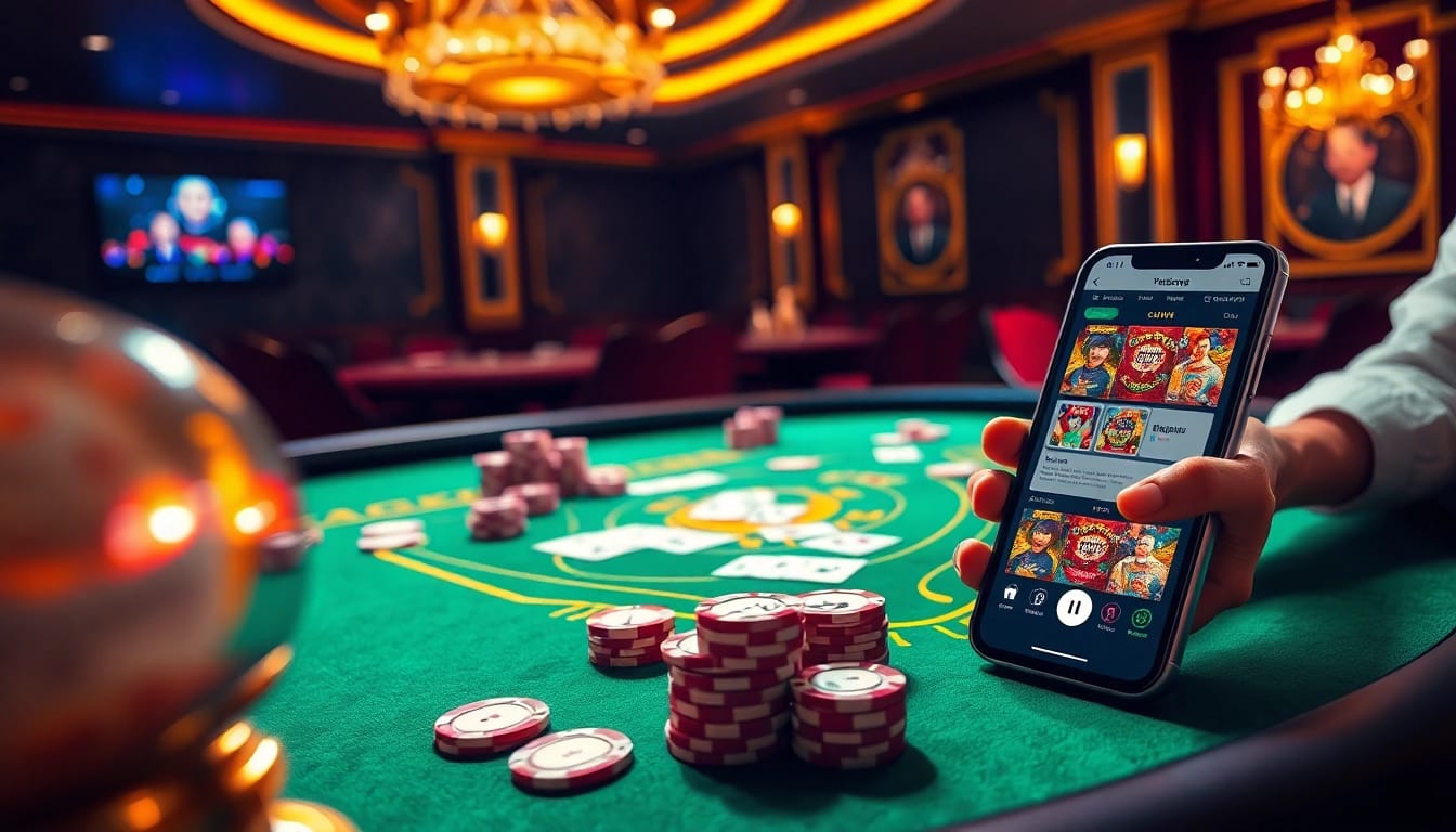 32 win đăng nhập at a luxury casino table with vibrant chips and cards being dealt.