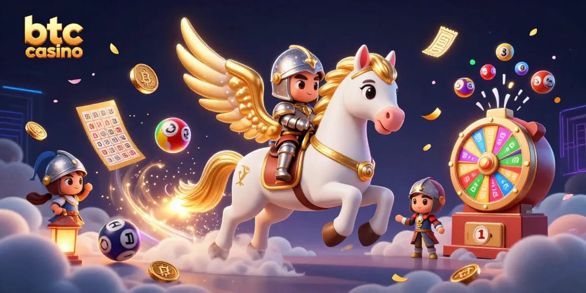 Giocatori che si divertono in un btc casino con giochi e premi scintillanti.