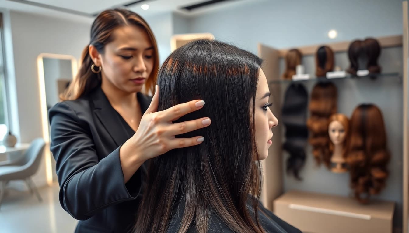 Ace of Fades 212 professional hair replacement service with a skilled stylist at work