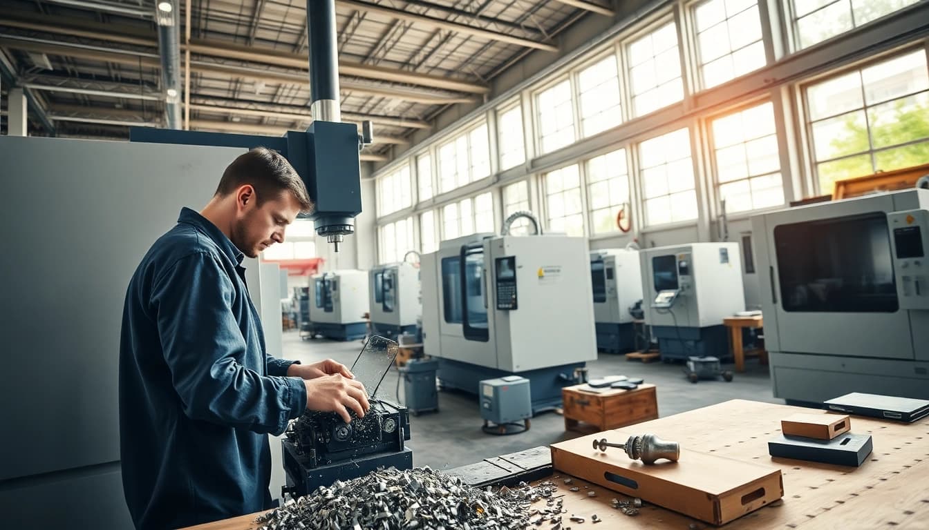 Chiheng Custom CNC Machining process showing skilled technician at work in a modern workshop.