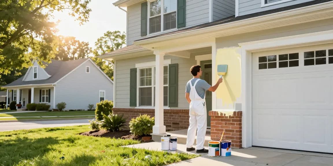 Painters in Polk County IA transforming a residential home with vibrant exterior paint, showcasing quality craftsmanship and care.