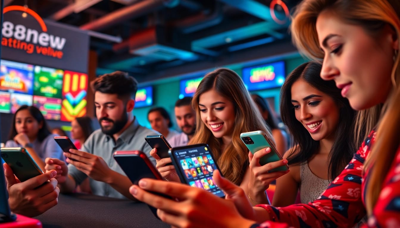 Exciting gambling scene showing users engaged with 888new's online gaming interface.