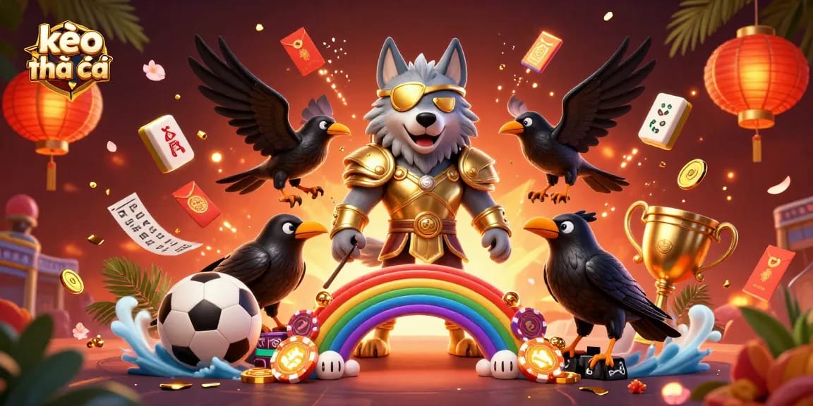 Engage with kèo nhà cái in a vibrant, dynamic 3D illustration featuring casino and sports betting elements.