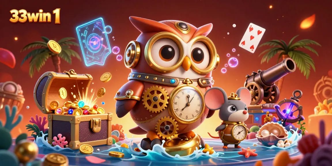 Experience thrilling gameplay at 33win 1 in this vibrant casino illustration filled with fantastical elements.