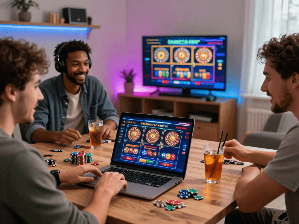 Exciting gameplay at european online casinos for uk players in a modern setting with friends.
