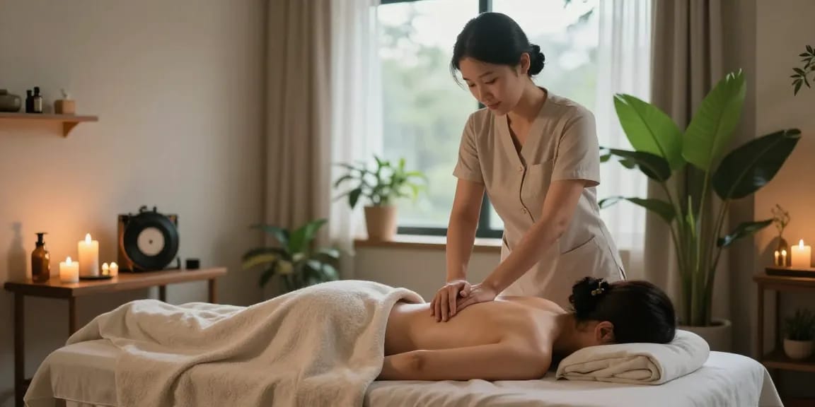 논현동마사지 전문 스파에서 편안한 분위기의 마사지 진행 중 모습
