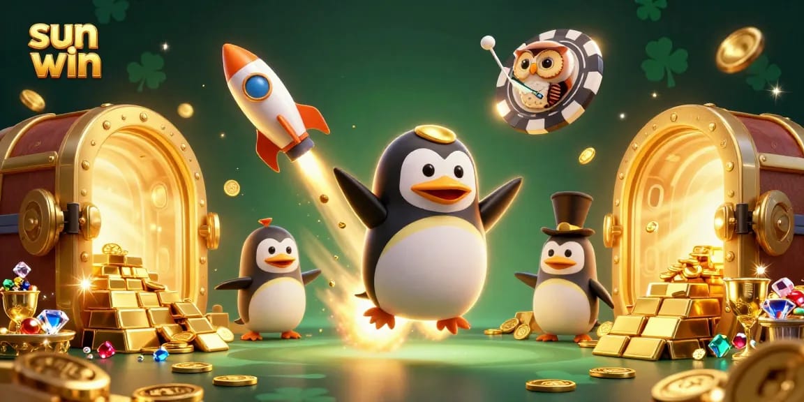 Play and win big at Sun Win with golden treasures and vibrant casino graphics.