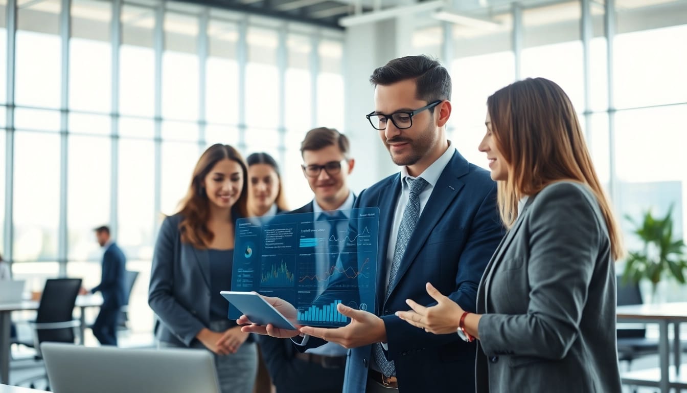 Enterprise assistant optimizing team productivity in a modern office setting.