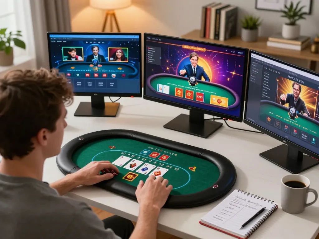 Engaging in tg88 online casino gaming on tablet while enjoying a cozy home environment