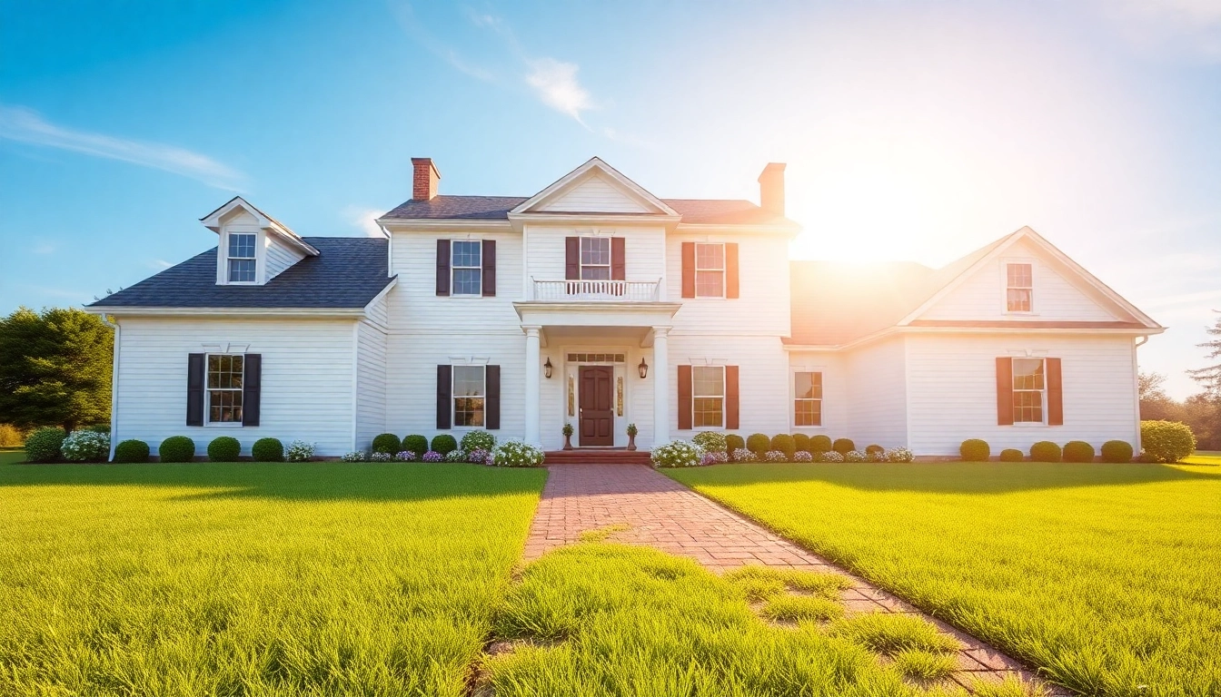 Showcasing a colonial home new build construction in a serene setting with a vibrant garden.