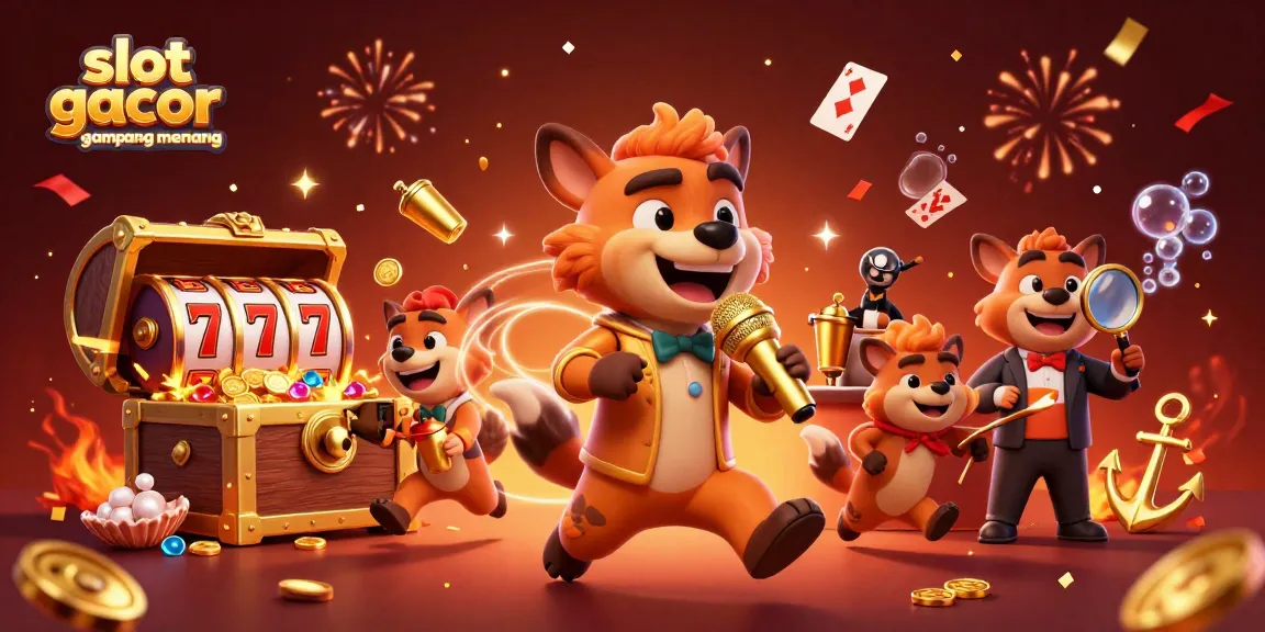 Experience the excitement of slot gacor gampang menang with humorous hyenas and vibrant casino elements.