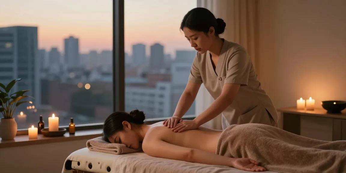 삼성동마사지 전문가가 마사지 테이블에서 고객에게 스웨디시 마사지를 제공하는 모습