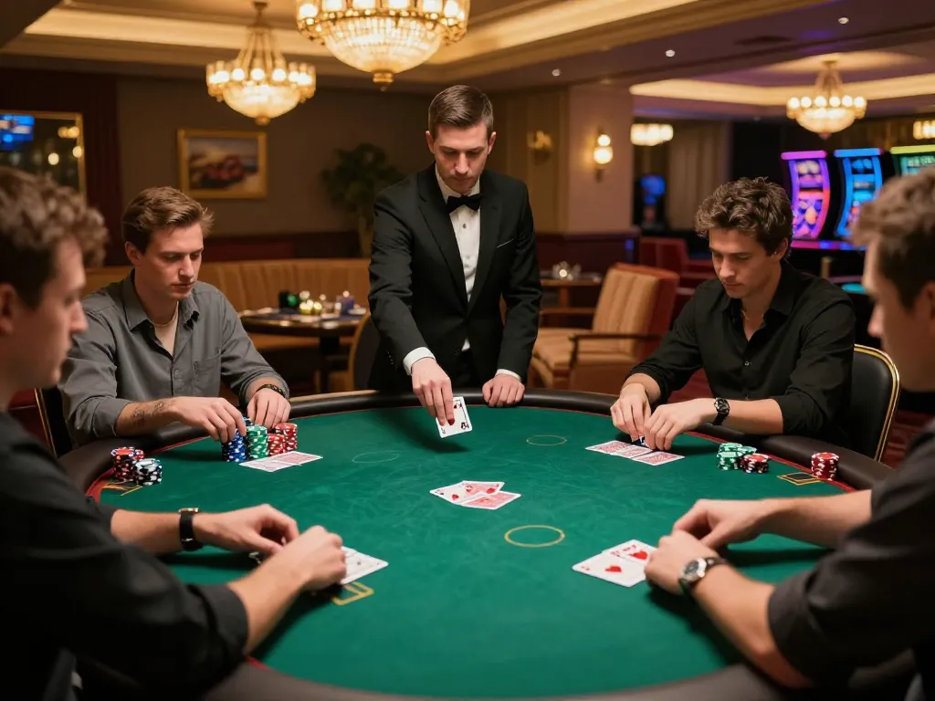 Gori77 poker excitement with players placing bets and strategizing during a high-stakes game.