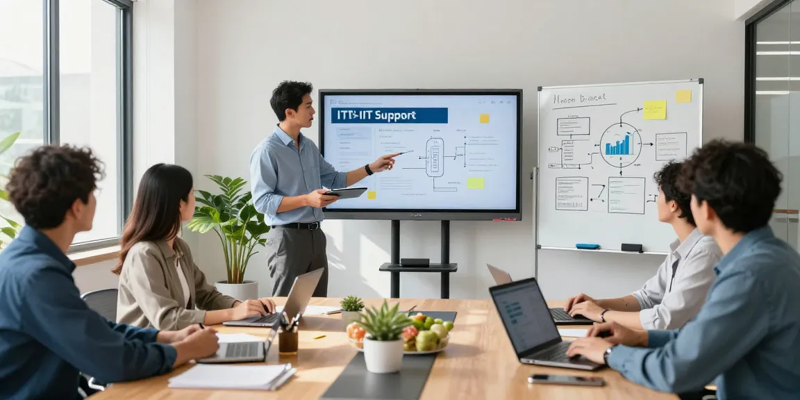 Collaboration in a bright office illustrating what is the best IT support company in London with professionals discussing strategies and solutions.