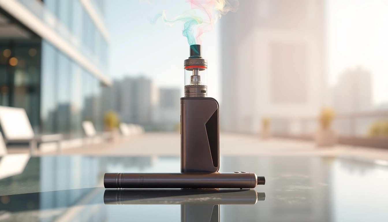 Experience the sleek design and vibrant vapor of a 0 nicotine vape on a modern glass table.
