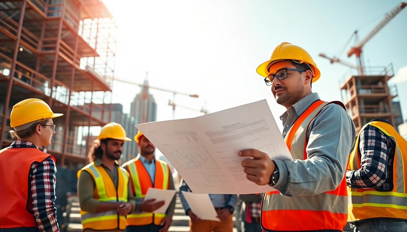 Manhattan Construction Manager guiding a team at a construction site, demonstrating leadership.