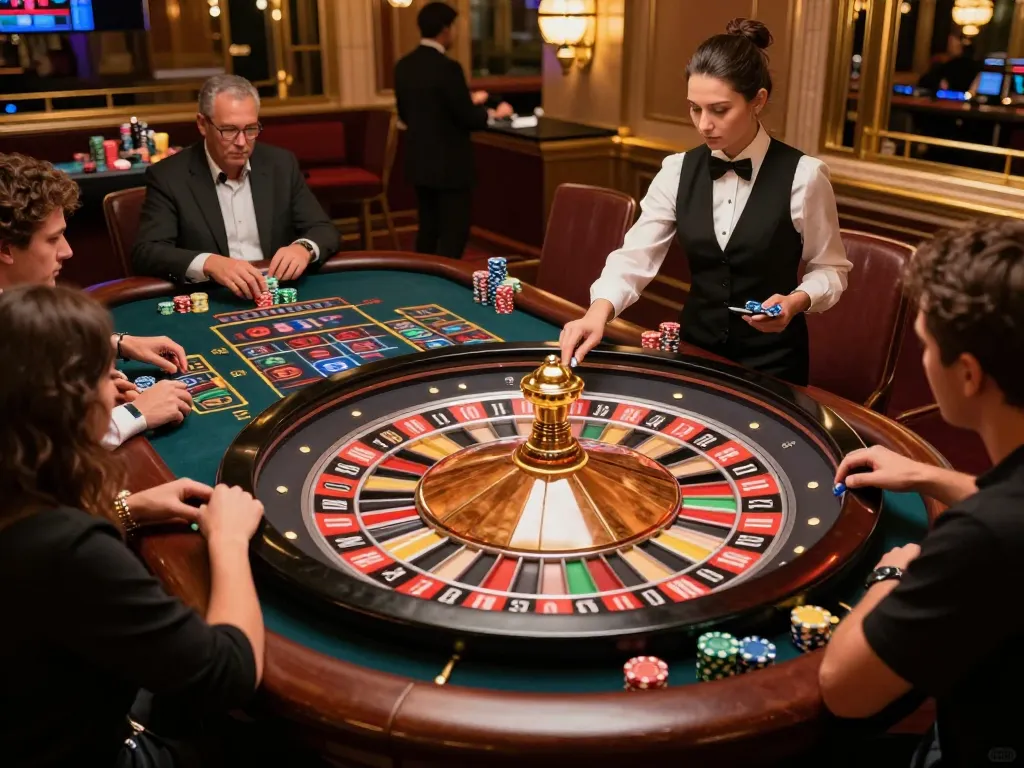 Players enjoy roulette at DN88 casino with lively atmosphere and abundant chips.