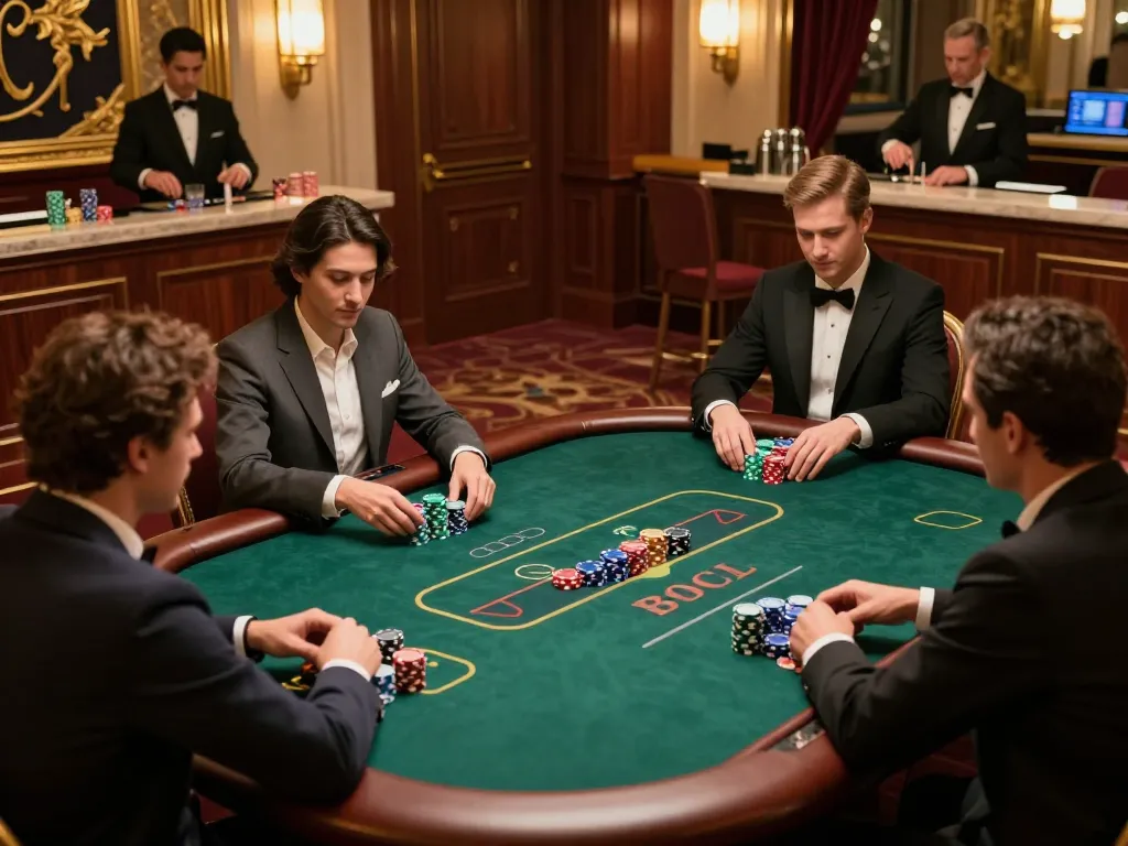 Playing poker in a luxurious VIP room with strategic bets at the premier game table, featuring vipwin experience.