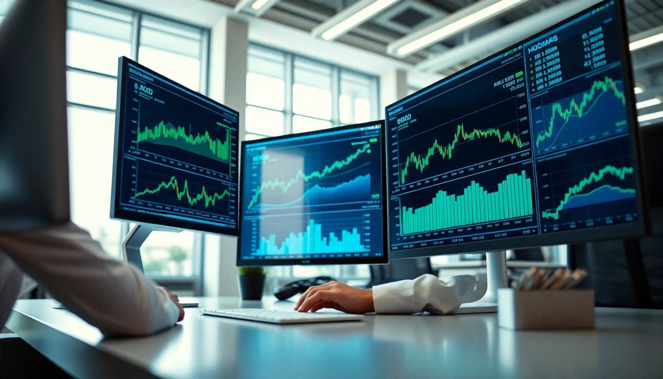 Analyze HOOD stock price trends and market data in a modern financial office.