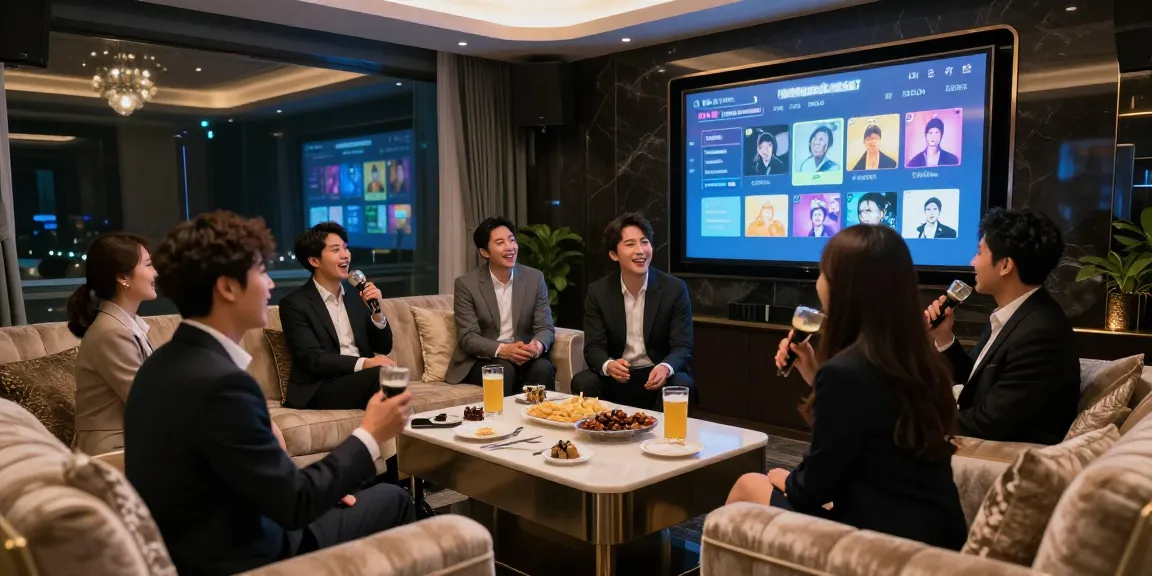 구구단쩜오에서 프리미엄 노래방을 즐기는 비즈니스 고객의 모습