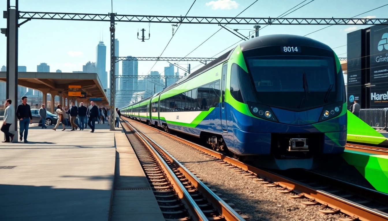 Engaging view of rail systems depicting modern train technology at a busy platform.