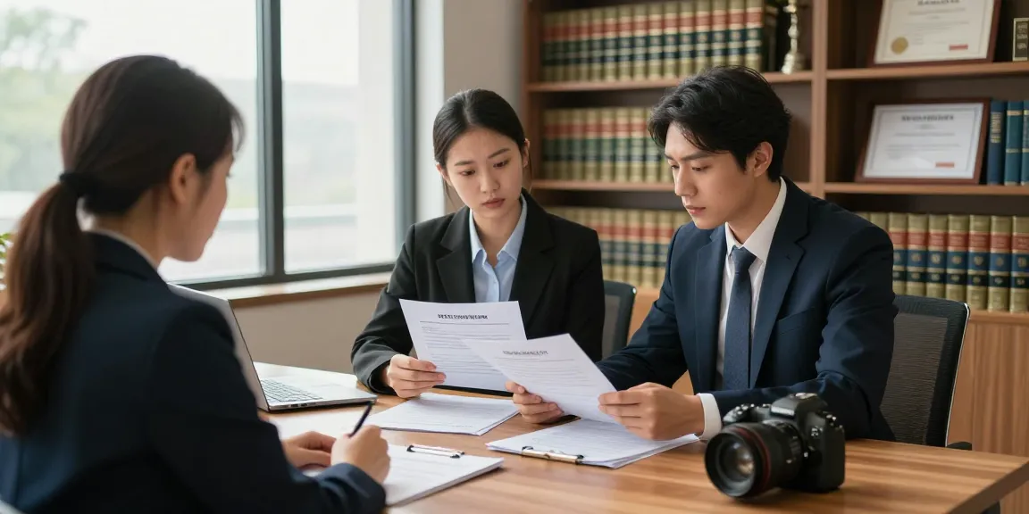 개인회생 전문 변호사가 고객과 상담하며 법적 절차를 설명하는 장면