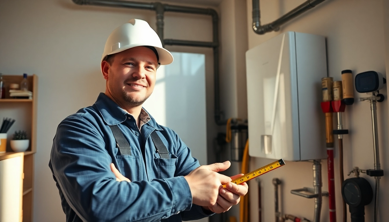 Gas engineer bristol performing a boiler installation in a bright home setting.