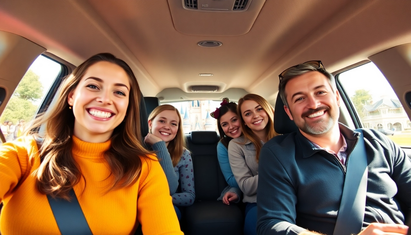 Experience Disneyland Paris airport transfer services with family enjoying a comfortable ride.