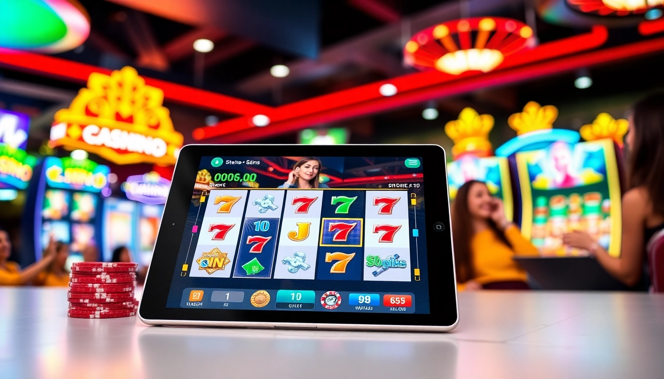 Engaging scene of Non gamstop Casino Uk showcasing vibrant online gambling experience with players winning.