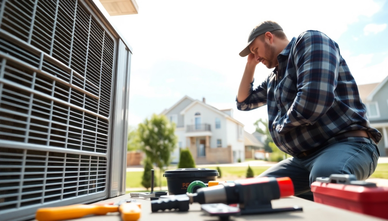 Providing stillwater ac repair services with a technician at work on an outdoor AC unit.