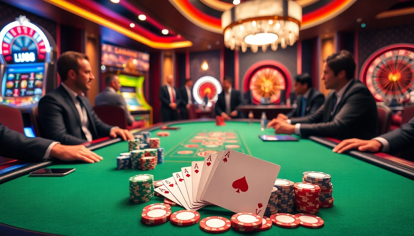 Experience the thrill of high-stakes poker at LU88 online casino with vibrant atmosphere and action-packed gameplay.