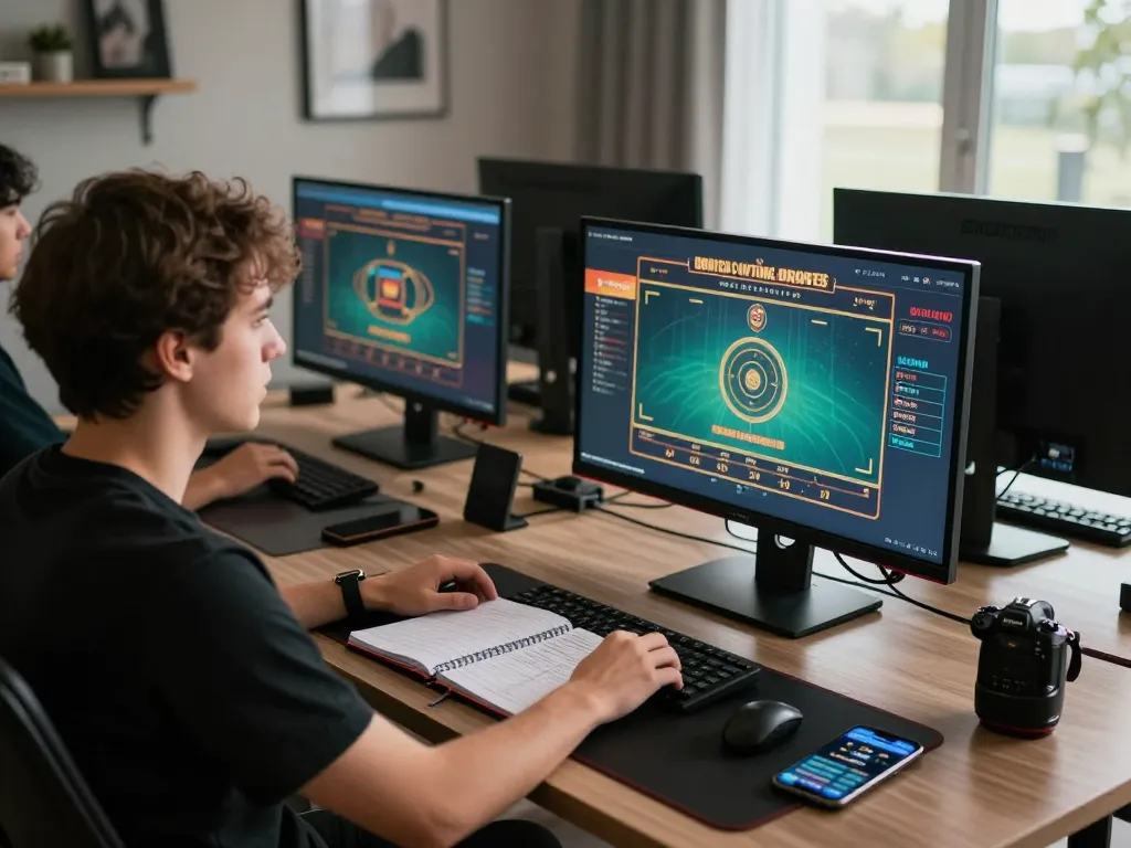 KJC player enjoying online casino game on stylish gaming setup while managing bets strategically.