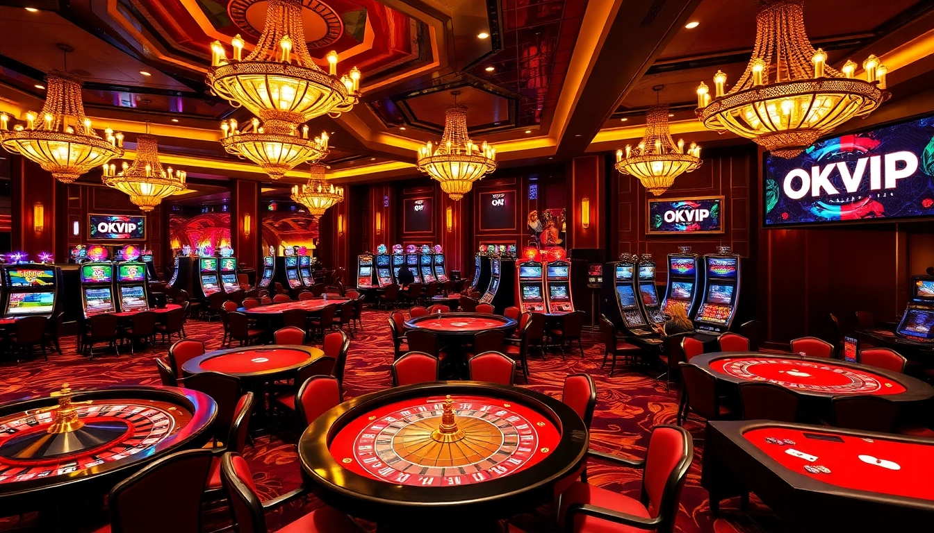 Experience the excitement of OKVIP casino gaming with vibrant tables and interactive slots.