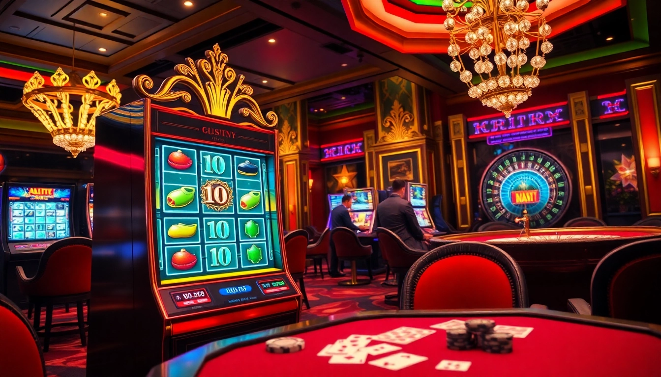 Play and win with slot scatter hitam in a luxurious casino setting with vibrant lighting.
