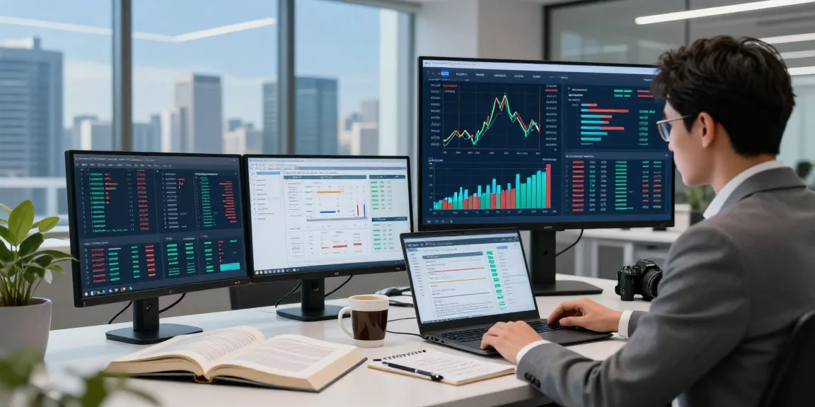 Analyzing financial crime intelligence trends with data visualizations in a modern office.