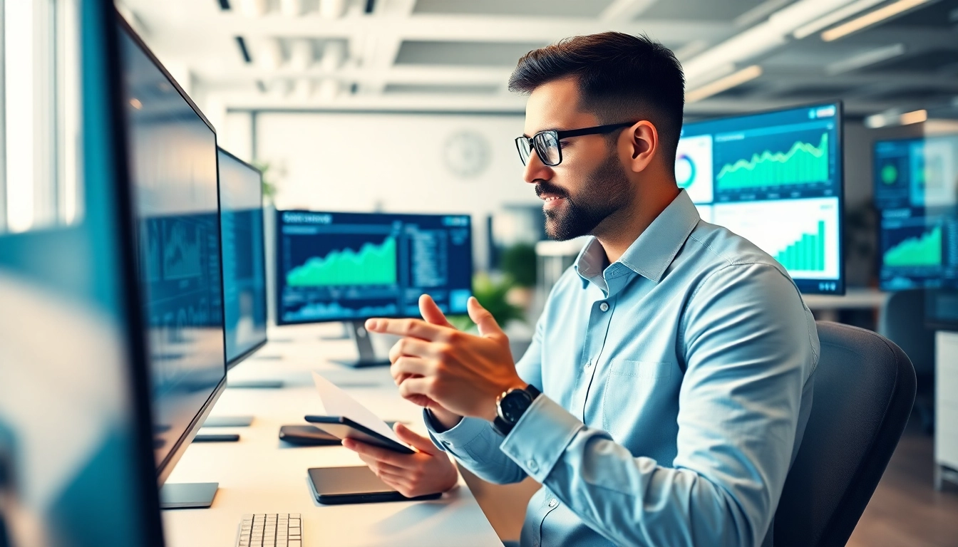 Optimize Clearwater FL SEO strategies with a professional consultant in a modern workspace.