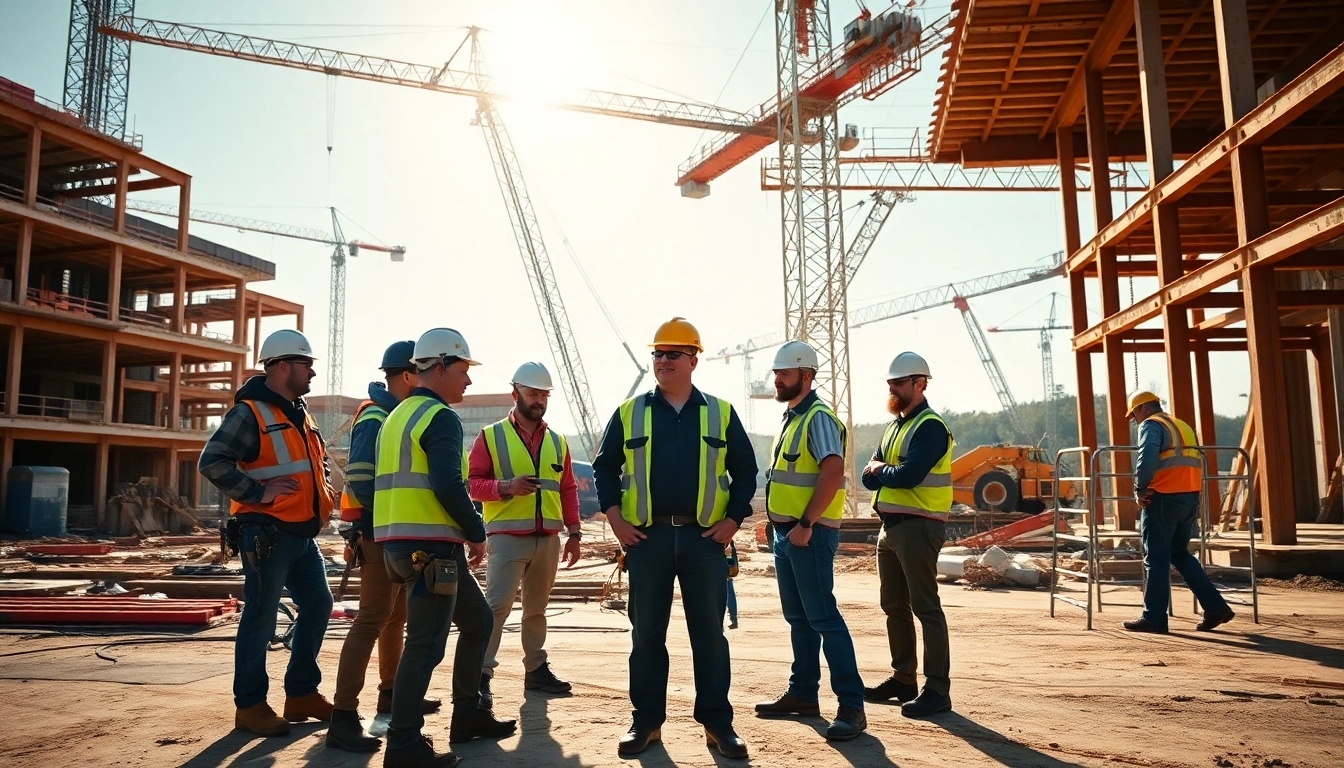 The tennessee construction association exemplifies teamwork on a bustling construction site.