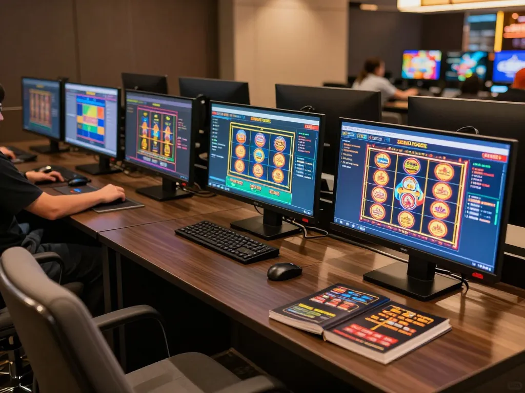 Player engaging with DEWATOGEL's online gambling platform, showcasing vibrant gameplay and strategic planning.