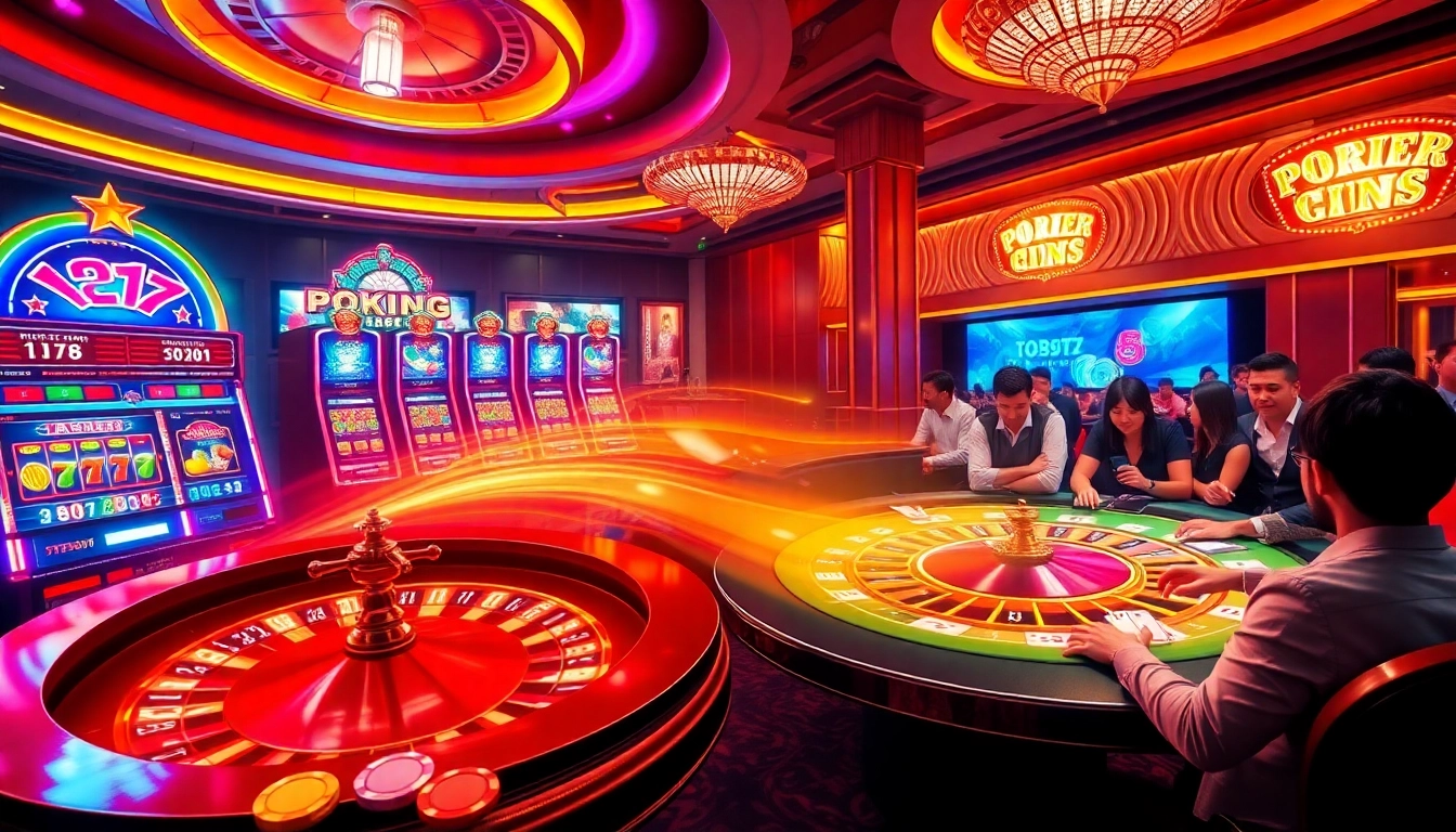 Players enjoying strategic betting at tobet88’s vibrant casino table filled with cards and chips.