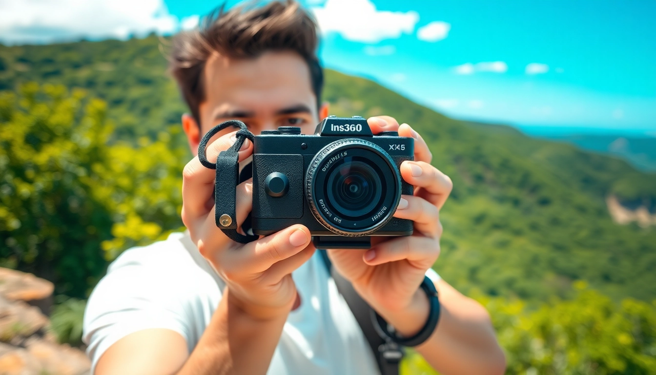 Capture stunning panoramas with the Insta360 X5 in a dynamic outdoor setting.