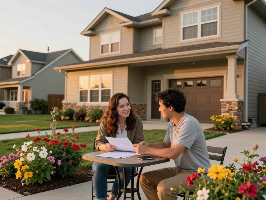 Sell my house today conversation in cozy suburban setting.