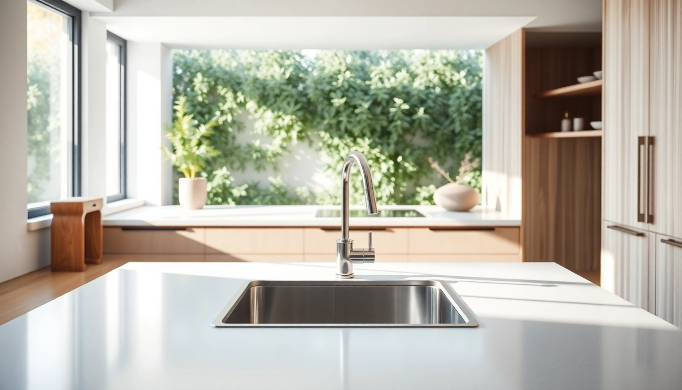 Stylish kitchen sink in stainless steel showcased in a modern kitchen setting.