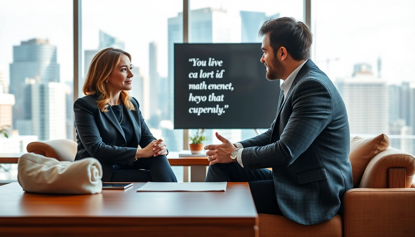 Engaging career coaching session in a modern office highlights personal development.