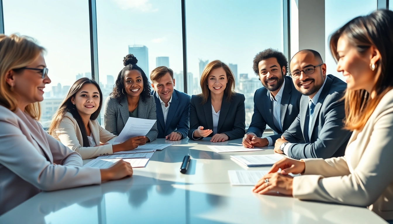 Engaging discussion on Federal and State contracts in a modern office setting.