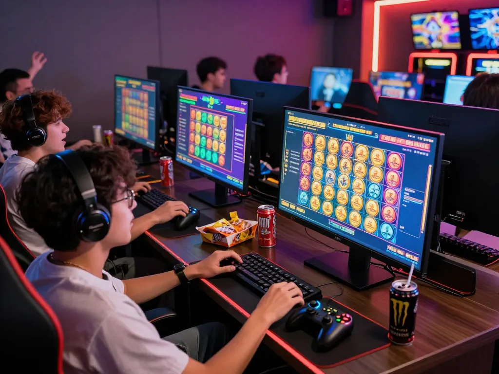 Players enjoying an engaging session on https://bankssg.com/banking-news showcasing colorful 4D toto slot games and a vibrant gaming atmosphere.